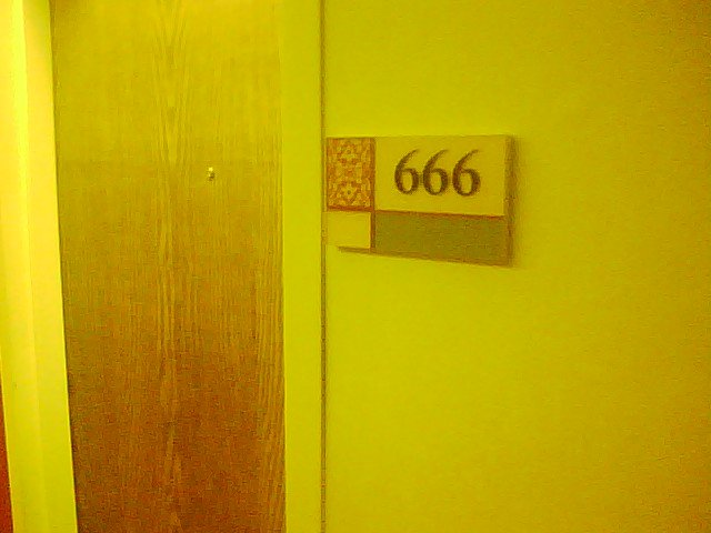 666 hotel room number sign