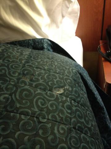 Large crusty white stain at a Laguardia hotel